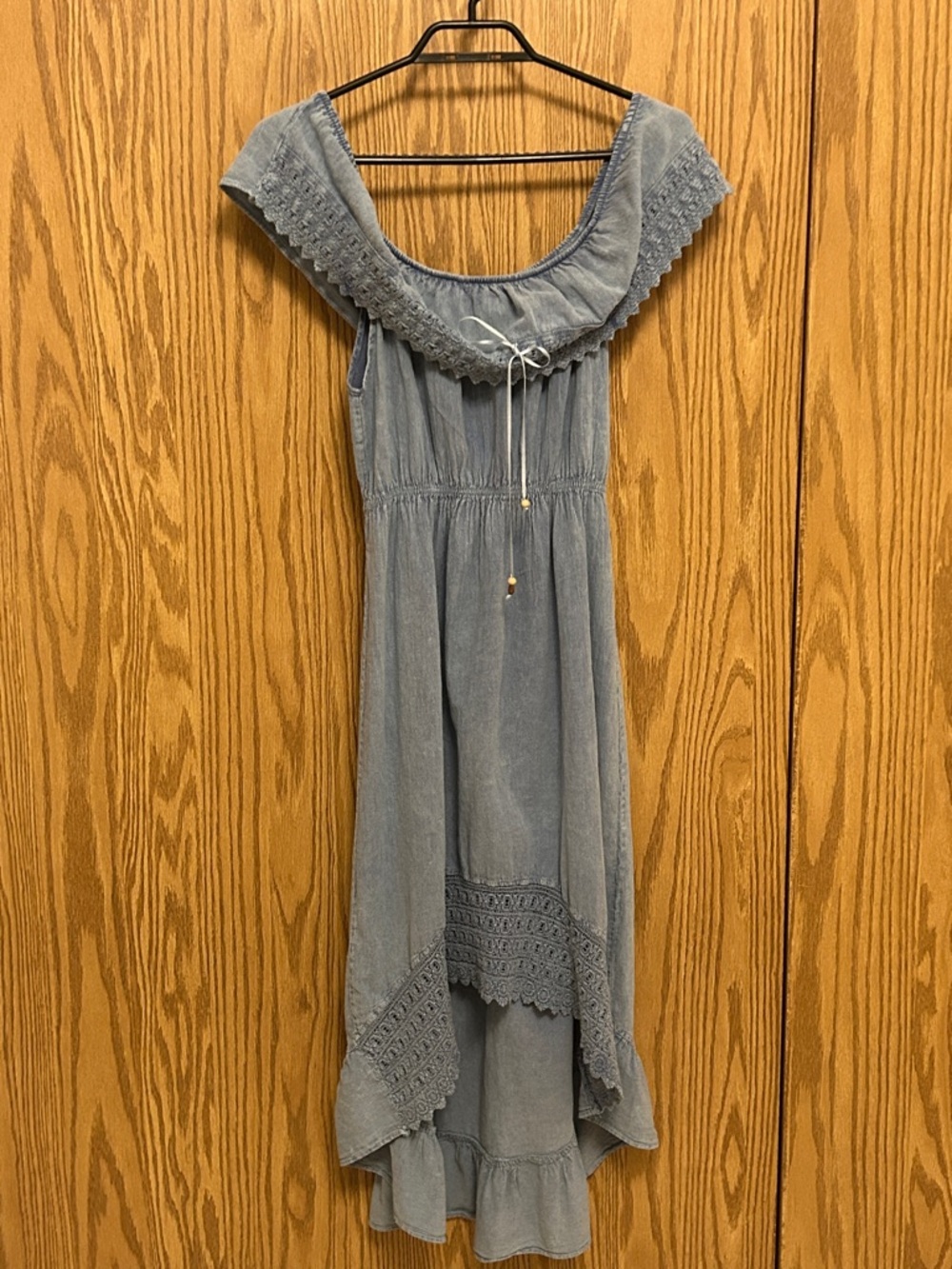 Seas spiceBlue Off-Shoulder Boho High-Low Dress medium